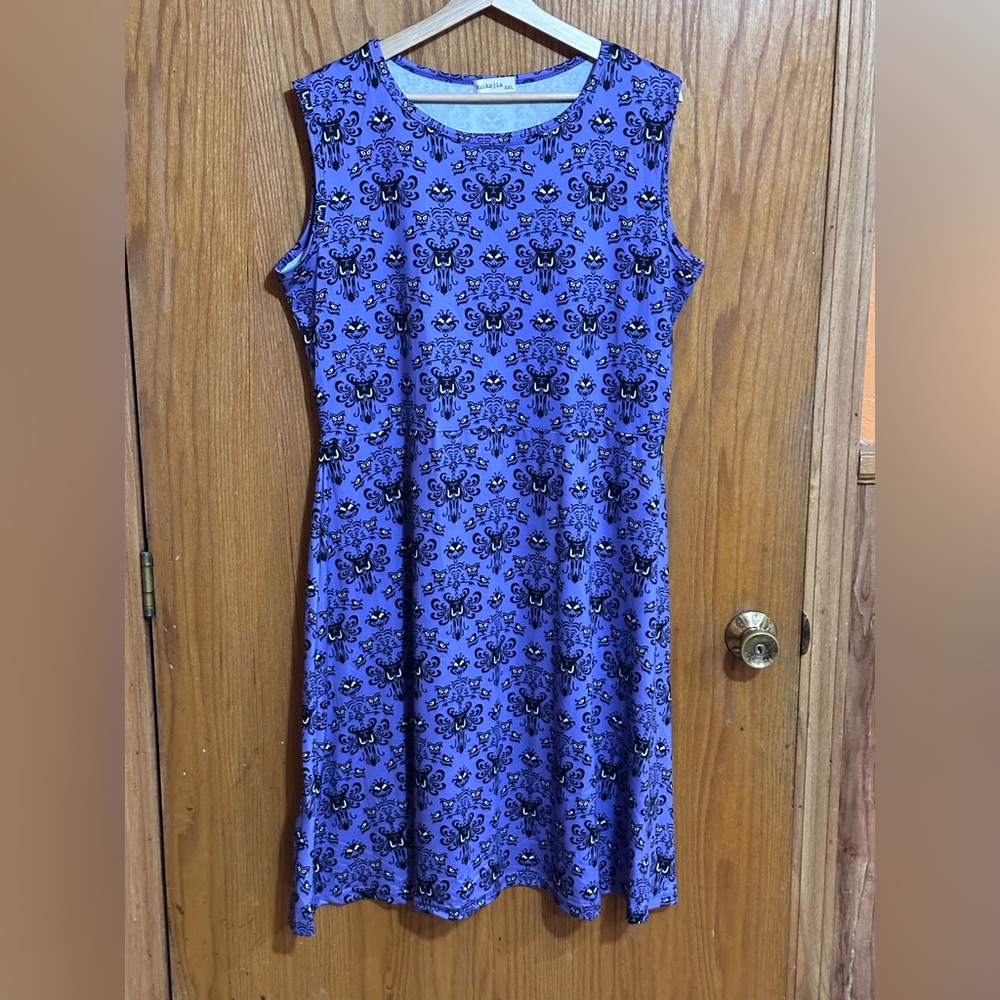 Haunted Mansion Sleeveless Purple black Women's Dress XXL‎